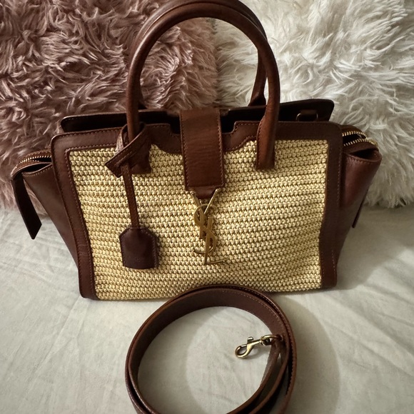 YSL Raffia Downtown Shoulder Bag - Picture 14 of 16